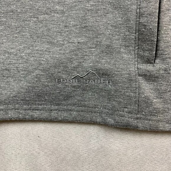 Eddie Bauer Mens Sweater Large Gray 1/4 Zip Long Sleeve Hybrid Pullover Stretch - Picture 4 of 10